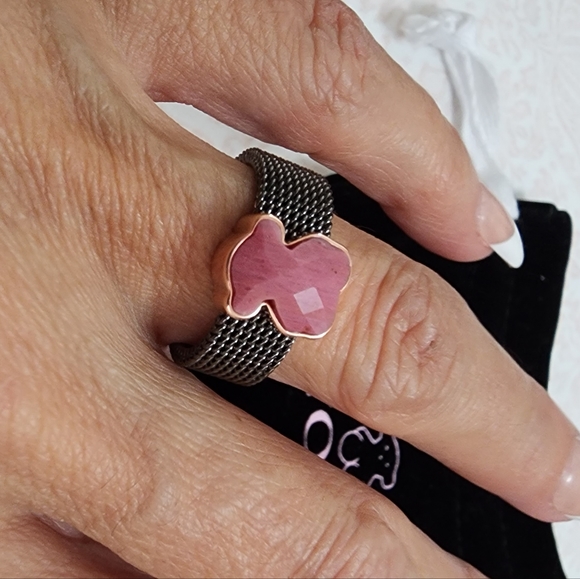Tous Mesh Ring with Rhodonite Bear - Picture 2 of 8